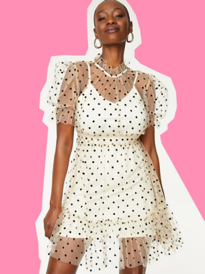G21 Cream Polka Dot Mesh Dress | Women ...